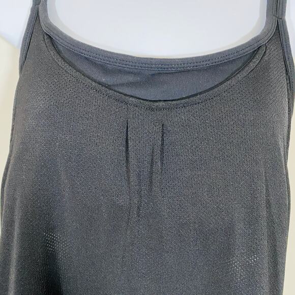 Athleta Energize Mesh Layer Tank Built In Bra Criss Cross Back Strap Black Sz S* - Picture 3 of 13